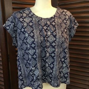 Lucky Brand Aztec Tribal Print Boxy Boho Top